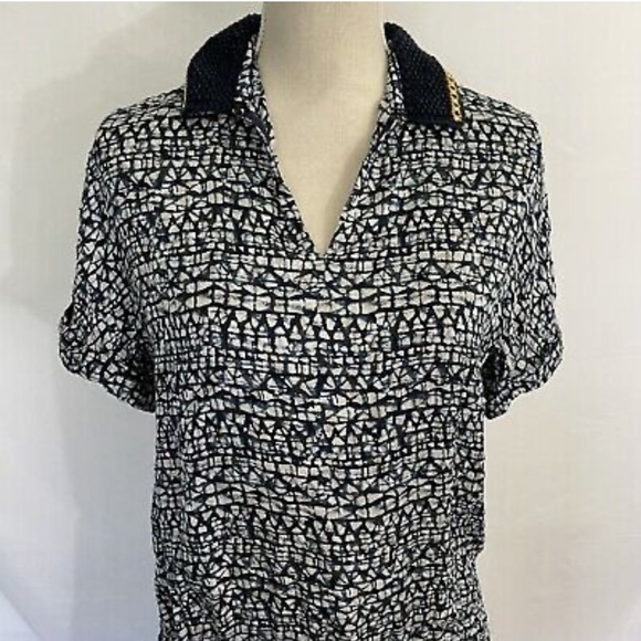 Tory Burch 'Honeycomb' Drop Waist Caftan Dress Size 8 Womens 100% Silk - Picture 7 of 10